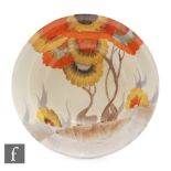 Clarice Cliff - Rhodanthe - A single circular fruit bowl circa 1936, hand painted with a stylised