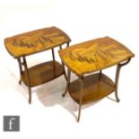 Émile Gallé - A pair of two-tier marquetry inlaid étagères or occasional tables of scalloped