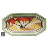 Clarice Cliff - Honolulu - A shape 334 sandwich tray circa 1933, hand painted with a stylised tree
