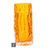 Geoffrey Baxter - Whitefriars - A post war Textured range glass Bark vase in Tangerine, pattern