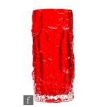 Geoffrey Baxter - Whitefriars - A Textured range Bark vase in Ruby, pattern number 9691, height