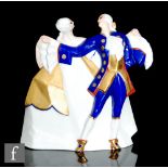 Attributed to Leon de Leyritz - A 1920s night light modelled as minuet dancers in blue and gold