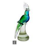 Unknown - Murano - A post war Italian glass figure of a stylised parrot in blue and green with clear