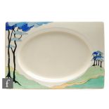 Clarice Cliff - Blue Firs - A Biarritz serving platter circa 1934, hand painted with a stylised tree