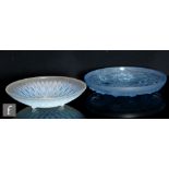 Verlys - A 1930s shallow glass bowl, relief moulded to the base with water lilies in water around