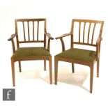 Edward Barnsley - A pair of Indian rosewood and sycamore line inlaid elbow or carver chairs, with