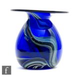 Unknown - A later 20th Century studio glass vase of ovoid form with wide flat rim decorated with a