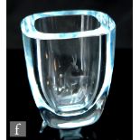 Stromberg - A small clear crystal glass vase of rounded square section with heavy cased wall,