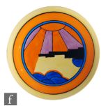 Clarice Cliff - Sunray (Night & Day) - A small dish form plaque/plate circa 1929, hand painted