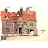 Albert Wainwright (1898-1943) - 'Beverley', a sketch depicting a row of terraced houses, to the