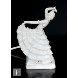 Grafenthal - A 1930s German Art Deco table lamp modelled as a flamenco type dancer holding out her