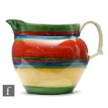 Clarice Cliff - Liberty Stripe - A large Perth shape jug circa 1929, hand painted with graduated