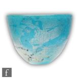 Isle of Wight - A later 20th Century Blue Azurene glass bowl of high sided form decorated with
