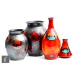 Anita Harris for Poole Pottery - A collection of Living Glaze Galaxy pattern vases, each of ovoid