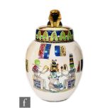 Carlton Ware - A 1920s ginger jar and cover decorated in the Tutankhamun pattern with enamelled
