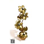 Unknown - A 1970s floor lamp in the manner of Willy Daro, with acid cut brass flowers and leaves