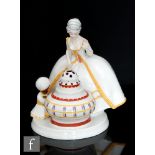 Gebruder Heubach - A 1930s Art Deco incense burner modelled as a lady in a crinoline dress and