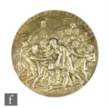 R. Marschall - A French Pope Pius XII circular silvered plaque depicting fighting figures with
