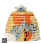 Clarice Cliff - Windbells - A large Beehive honey pot circa 1933, hand painted with a stylised