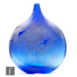 Michael Harris - Isle of Wight - A later 20th Century glass Azurene Lollipop vase, of compressed