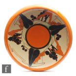 Clarice Cliff - Orange Trees & House - A Hiawatha floating bowl circa 1930 radially hand painted