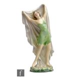 Leslie Harradine - Royal Doulton - A 1930s Art Deco figurine The Coming of Spring HN1723, printed