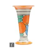 Clarice Cliff - Oranges - A shape 278 trumpet vase circa 1930, hand painted with stylised fruit