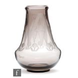 Maurice Daillet - A French Art Deco glass vase circa 1925, of footed low shouldered form with
