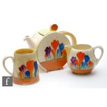 Clarice Cliff - Crocus - A Bon Jour shape teapot circa 1936, hand painted with Crocus sprays with