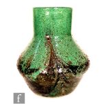 Monart - A 1930s stone ware glass vase of shouldered ovoid form with collar neck, shape GA,