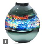 Bob Crooks - Grey Flower Vase, a contemporary studio glass vase of compressed ovoid form with