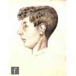 Albert Wainwright (1898-1943) - A portrait of Raymond Beedle as a boy, bust length in profile,