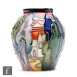 Emma Bossons - Moorcroft Pottery - A miniature vase decorated in the Lodge Hill pattern, impressed