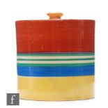 Clarice Cliff - Liberty Stripe - A drum shape preserve circa 1929 hand painted with bands of colour,