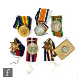 A World War One pair of medals awarded to GNR.J.E.CODLING R.A, also two defence medals, a 1939-45