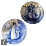 Two large late 19th to early 20th Century Royal Doulton Blue Children shallow dishes or wall