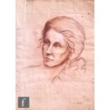 G.CATTON (EARLY 20TH CENTURY) - Portrait of a young lady, chalk and wash drawing, signed