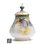 A Royal Worcester shape H291 vase and cover panel decorated with hand painted forget-me-nots, signed