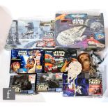 A collection of Galoob Star Wars Micro Machines, to include Millennium Falcon, Hoth Ice Planet,