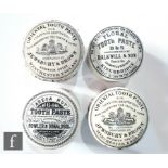A Fowler & Donaldson Areca nut tooth paste jar and lid price 6d, a Balkwill & Son tooth paste lid