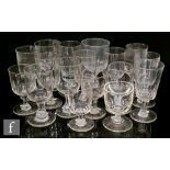 A collection of 19th Century Tavern glasses of various form with moulded, cut, and engraved