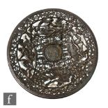 A 19th Century Coalbrookdale cast iron dish of circular section, with pierced decoration of