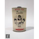 An original 1960s Margo of Mayfair 'With the Beatles' talc, the metal tin with different images to