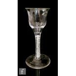 An 18th Century drinking glass circa 1760, the ogee bow, with everted rim above a double series