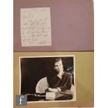 A 1930s to 60s music scrapbook, to include a signed letter dated 1961 and original black and white