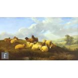 ATTRIBUTED TO FREDERICK E. VALTER (1850-1930) - A flock of sheep on a hillside, oil on canvas,
