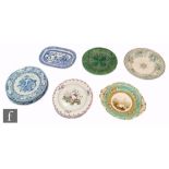 A collection of assorted 19th Century plates to include a Gustafsberg (Gustavsberg) green majolica