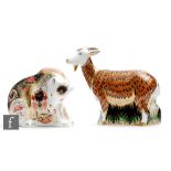 Two boxed Royal Crown Derby paperweights comprising Nanny Goat (exclusively available from the Royal