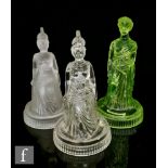 A 19th Century John Derbyshire pressed glass figure of a young Victoria Circa 1874 in a ceremonial