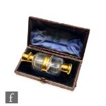 A Samson Mordan double ended gilt scent bottle with novelty centre pin cushion middle, stamped under